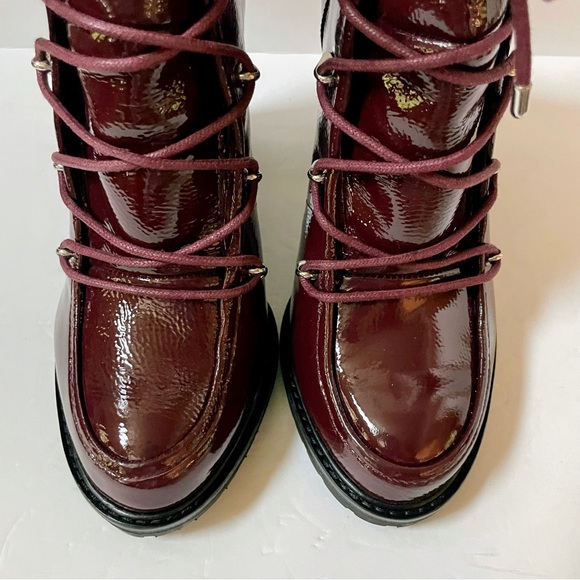 NEW Gianni Bini Chunky Burgundy Patent Leather Combat Boots Size 8 - Picture 3 of 10